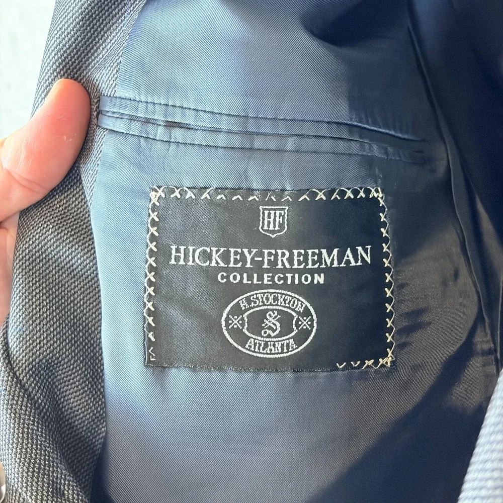 Hickey Freeman Mens 40R Gray Check Wool Blazer Jacket Canterbury Single Breasted